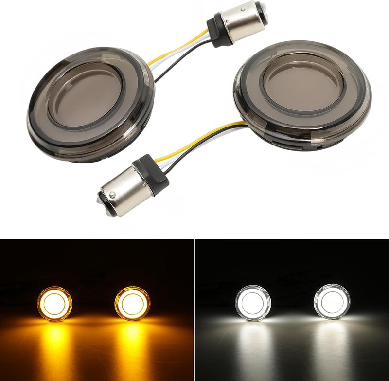 DREAMIZER Motorcycle 1157 Led Turn Signal Lights Front Rear 2 Inch Bullet Smoked Lens Turn Signal Lights Running Lights Compatible with Harley Touring Dyna Softail Sportster Street Glide Road Glide Road King - Image 2